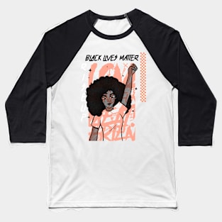 Black Lives Matter Woman Raised Fist Baseball T-Shirt